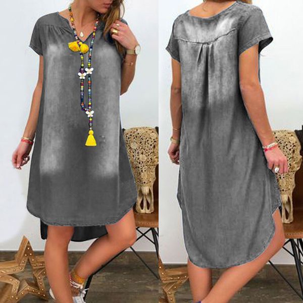 denim summer casual loose plus size mini v neck short sleeve party es for women vestido 2021#xx, Black;gray
denim summer casual loose plus size mini v neck short sleeve party es for women vestido 2021#xx, Black;gray
