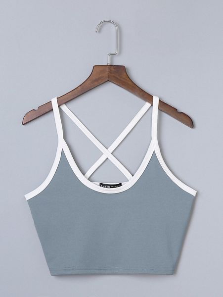 criss cross contrast binding cami u2xa#, White