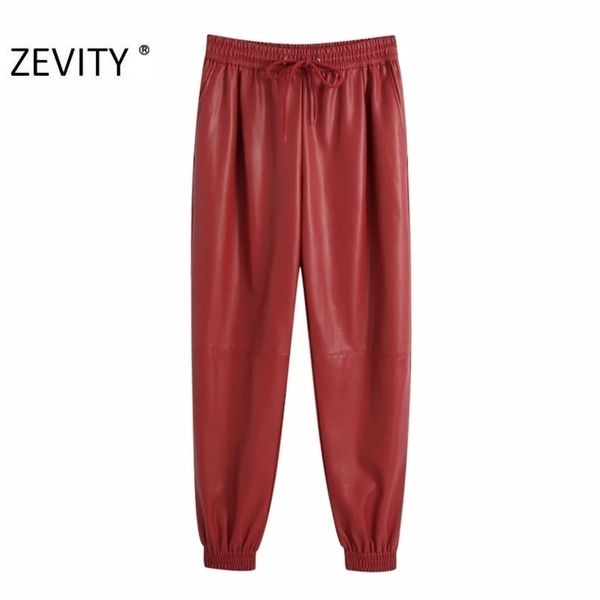 zevity new women fashion solid color casual pu leather harem pants chic elastic waist trousers femme pantalones mujer pants p950 201118, Black;white
zevity new women fashion solid color casual pu leather harem pants chic elastic waist trousers femme pantalones mujer pants p950 201118, Black;white