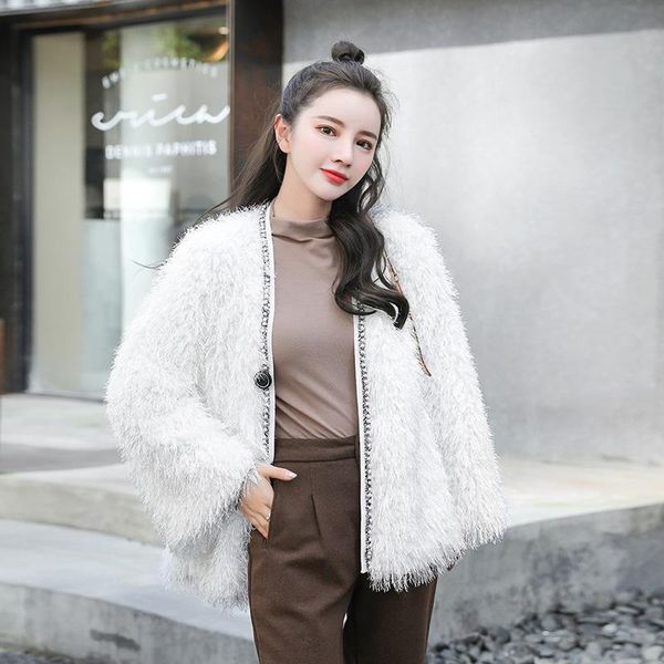 women's jackets women faux fur coat autmn winter puffy tassel pearl taping patchwork jacket warm sweet elegant cardigan outwear chic, Black;brown
women's jackets women faux fur coat autmn winter puffy tassel pearl taping patchwork jacket warm sweet elegant cardigan outwear chic, Black;brown