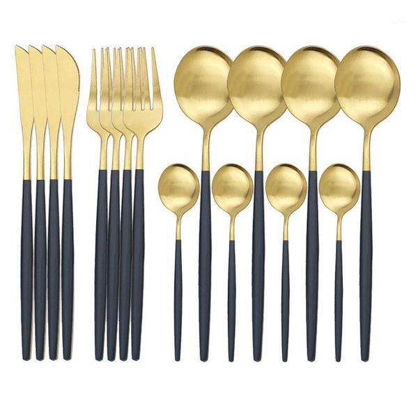 16pcs matte black gold dinnerware set cutlery set 304 stainless steel tableware knife fork spoon silverware kitchen flatware1
16pcs matte black gold dinnerware set cutlery set 304 stainless steel tableware knife fork spoon silverware kitchen flatware1