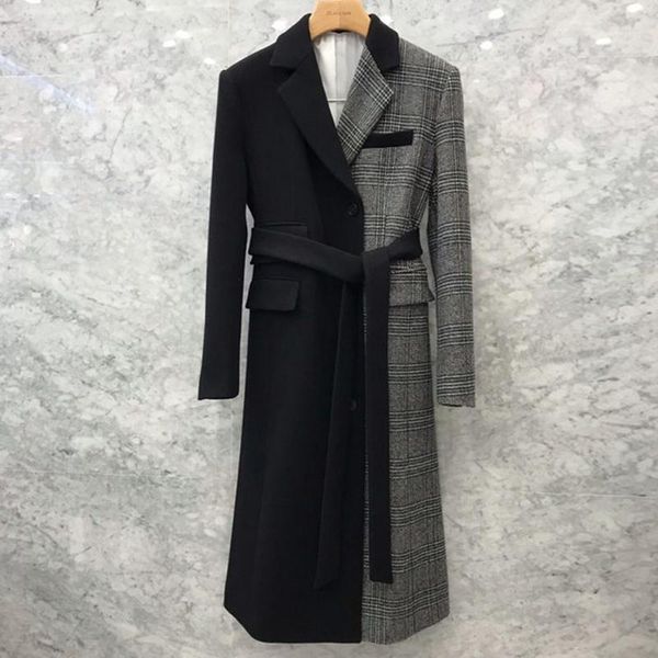long winter woolen coat women new vintage office lady loose plaid fashion stitching wool warm overcoat1, Black
long winter woolen coat women new vintage office lady loose plaid fashion stitching wool warm overcoat1, Black