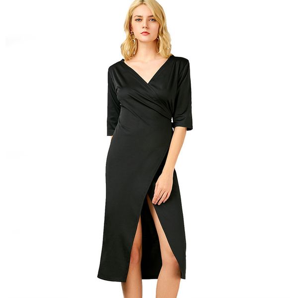 womens large size v-neck bottoming black dress female season loose solid color sweet cute 84xi, Black;gray
womens large size v-neck bottoming black dress female season loose solid color sweet cute 84xi, Black;gray