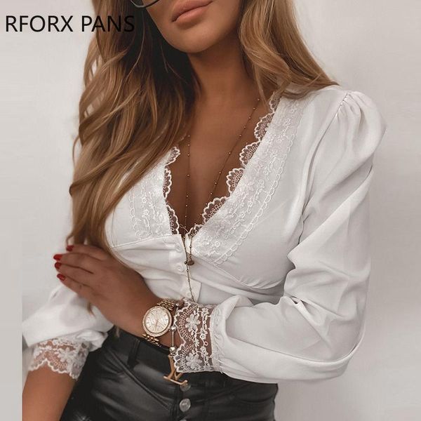 women's blouses & shirts spring solid splicing lace color long sleeve blouse women 2021, White
women's blouses & shirts spring solid splicing lace color long sleeve blouse women 2021, White