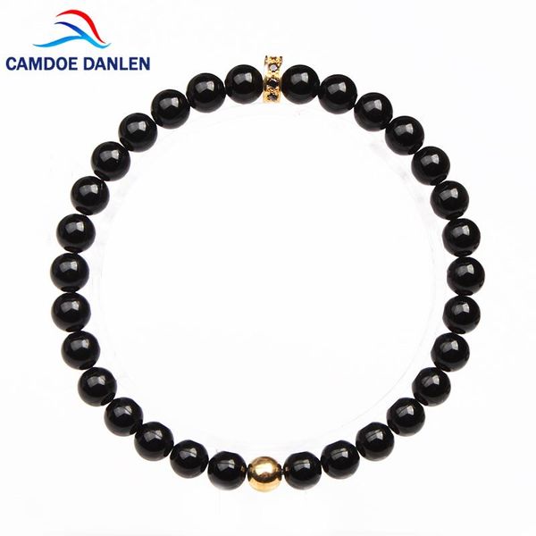 charm bracelets 2021 trendy onyx beads strand for women cz rims&6mm stone charms bangles jewelry men gift, Golden;silver