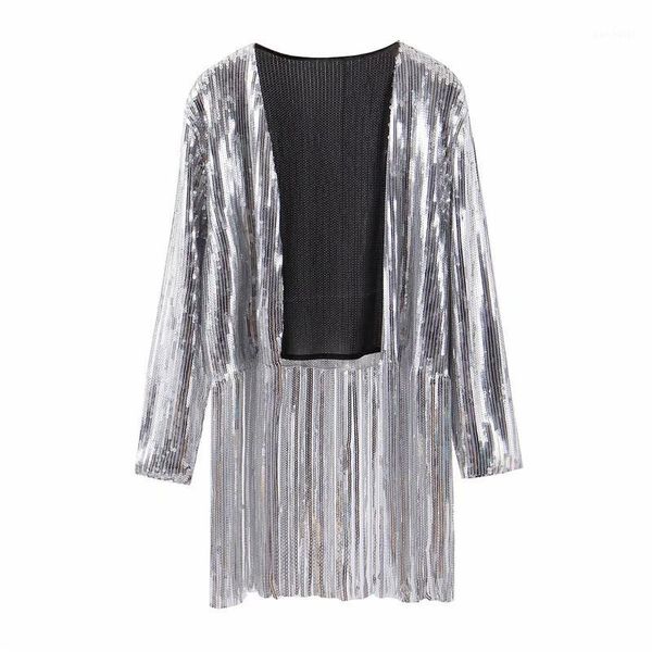new women fashion fringed sequin jacket singer dancer jacket female personality suit cape1, Black;brown
new women fashion fringed sequin jacket singer dancer jacket female personality suit cape1, Black;brown