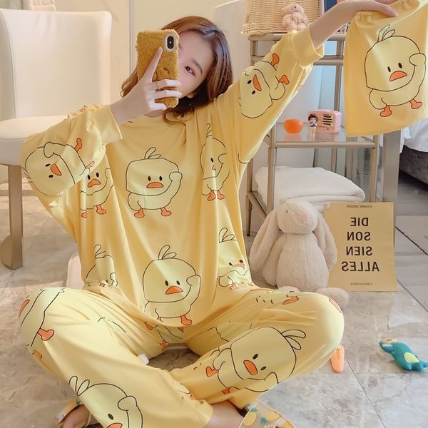 beautiful cotton pajamas for women spring loose leisure womens sleepwear set cute homewear send same storage bag fashion design y200425, Black;red
beautiful cotton pajamas for women spring loose leisure womens sleepwear set cute homewear send same storage bag fashion design y200425, Black;red