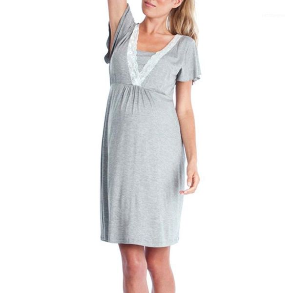 maternity dresses summer women short sleeve lace tunic pajamas sleepwear cotton nightgown loose grey pregnant lounge1, White
maternity dresses summer women short sleeve lace tunic pajamas sleepwear cotton nightgown loose grey pregnant lounge1, White