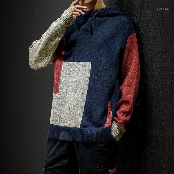 men's sweaters mens clothing winter large size hooded pullover sweater loose color matching base knitted men1, White;black
men's sweaters mens clothing winter large size hooded pullover sweater loose color matching base knitted men1, White;black