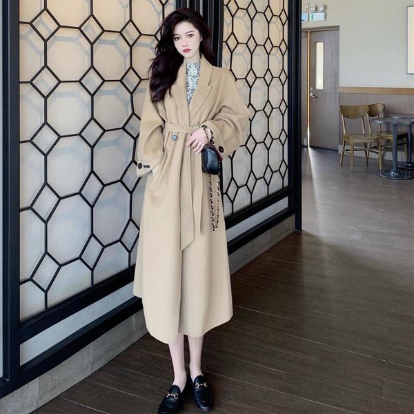 autumn and winter women's korean mid-length loose belt woolen coat + temperament floral waist dress, Black
autumn and winter women's korean mid-length loose belt woolen coat + temperament floral waist dress, Black
