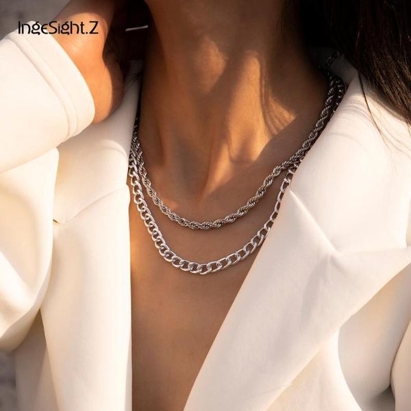ingesight.z 2pcs/set multi layered thin curb cuban choker necklace vintage twisted metal rope chain long necklaces women jewelry, Silver
ingesight.z 2pcs/set multi layered thin curb cuban choker necklace vintage twisted metal rope chain long necklaces women jewelry, Silver