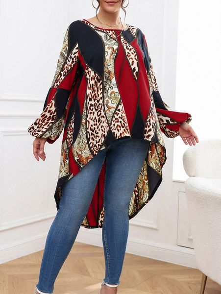 plus leopard & paisley print colorblock lantern sleeve high low hem blouse q7mv#, Black;gray
plus leopard & paisley print colorblock lantern sleeve high low hem blouse q7mv#, Black;gray