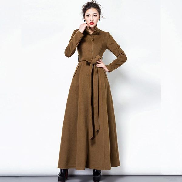 women's wool & blends women long coat autumn winter 2021 fashion thicken turtleneck adjustable waist sashes woolen outerwear female, Black
women's wool & blends women long coat autumn winter 2021 fashion thicken turtleneck adjustable waist sashes woolen outerwear female, Black