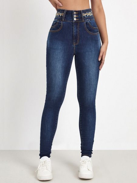 high waist button front skinny jeans u6ha#, Blue
high waist button front skinny jeans u6ha#, Blue