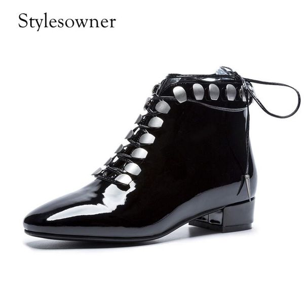 boots stylesowner selling luxury design hand-made lace-up female short black solid color low heels 3cm patent leather shoes
boots stylesowner selling luxury design hand-made lace-up female short black solid color low heels 3cm patent leather shoes