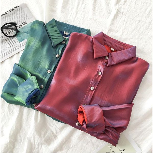 women's blouses & shirts spring autumn 2021 girls vintage chiffon shirt women long sleeve red green for female, White
women's blouses & shirts spring autumn 2021 girls vintage chiffon shirt women long sleeve red green for female, White