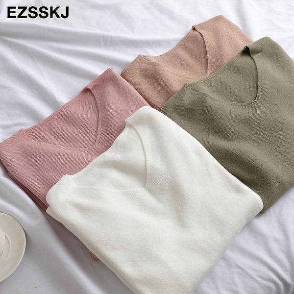 chic casual autumn winter basic v-neck sweater pullovers women 2020 loose knit pullover female long sleeve khaki sweater lj201127, White;black
chic casual autumn winter basic v-neck sweater pullovers women 2020 loose knit pullover female long sleeve khaki sweater lj201127, White;black