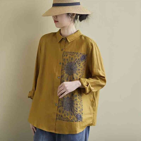 spring arts style women long sleeve turn-down collar casual shirts cotton linen print vintage loose blouses plus size s296, White
spring arts style women long sleeve turn-down collar casual shirts cotton linen print vintage loose blouses plus size s296, White