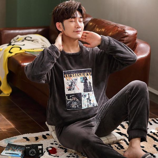 men's sleepwear young students winter pajamas casual wear long-sleeved trousers two-piece suit flannel home pijama invierno hombre, Black;brown
men's sleepwear young students winter pajamas casual wear long-sleeved trousers two-piece suit flannel home pijama invierno hombre, Black;brown