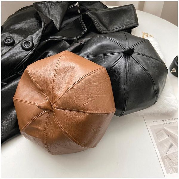 berets hat female autumn and winter beret korean version of the trendy pu leather octagonal british style painter, Blue;gray
berets hat female autumn and winter beret korean version of the trendy pu leather octagonal british style painter, Blue;gray