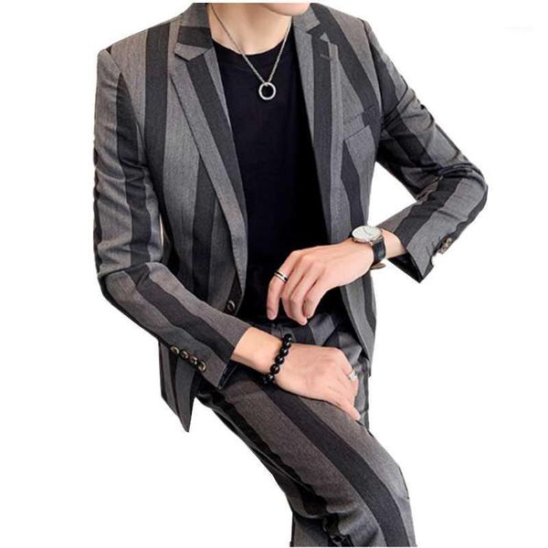 new fashion men's business striped suit two-piece sets black gray slim fit men wedding suit size s-4xl mens jacket + pants1, White;black
new fashion men's business striped suit two-piece sets black gray slim fit men wedding suit size s-4xl mens jacket + pants1, White;black