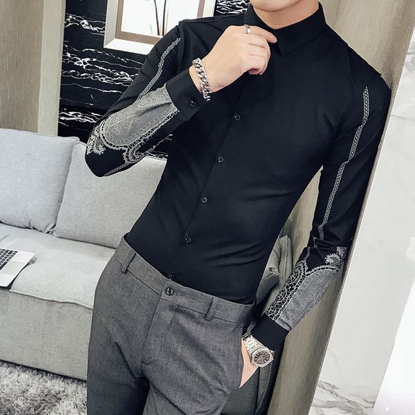 2020 party new wedding shirt for man wearing long sleeves, black-white male shirts thin-fit homme ffuc, White;black
2020 party new wedding shirt for man wearing long sleeves, black-white male shirts thin-fit homme ffuc, White;black