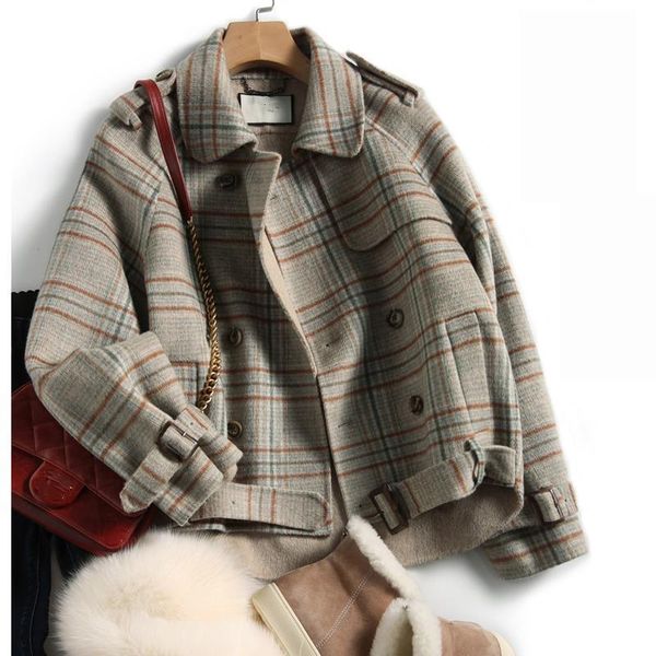hong kong style korean profile double-breasted plaid wool jacket women 20 autumn and winter fashionable coat tide woolen coat, Black
hong kong style korean profile double-breasted plaid wool jacket women 20 autumn and winter fashionable coat tide woolen coat, Black