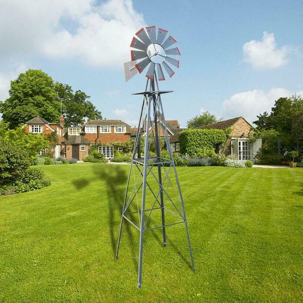 8ft ornamental decor garden windmill weather vane- galvanized w/ silver red tips
8ft ornamental decor garden windmill weather vane- galvanized w/ silver red tips