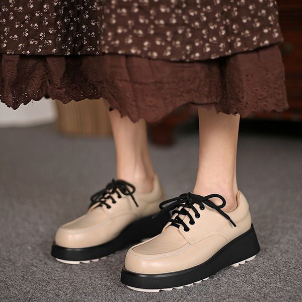 2020 single vintage thick background casual lace until spring summer leather genuine women's low-heel shoes qkh7, Black
2020 single vintage thick background casual lace until spring summer leather genuine women's low-heel shoes qkh7, Black