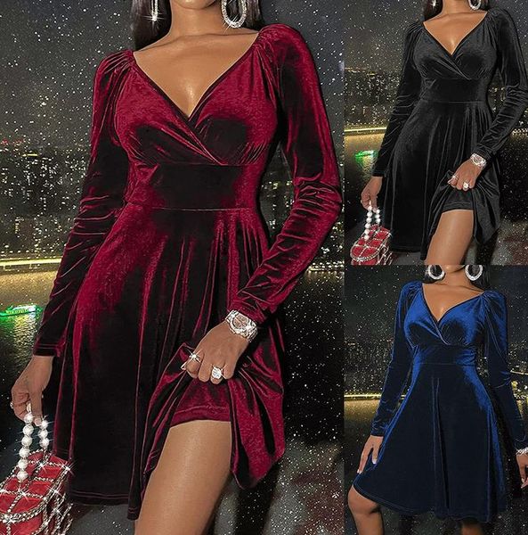 autumn/winter long sleeve v neck dress fashion festive dress skirt women, Black;gray
autumn/winter long sleeve v neck dress fashion festive dress skirt women, Black;gray