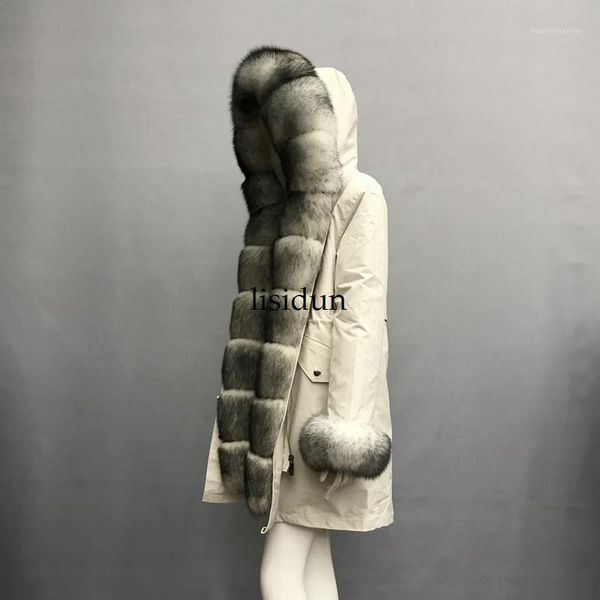 women's fur & faux lisidun 2021 real parka women winter jacket nature sliver hooded coats lining female coat1, Black
women's fur & faux lisidun 2021 real parka women winter jacket nature sliver hooded coats lining female coat1, Black