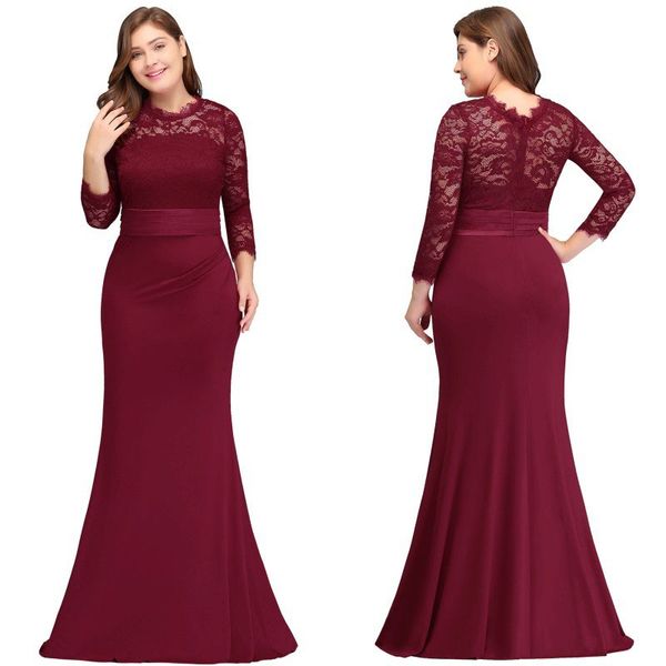 plus size mermaid evening dress 2022 elegant burgundy long sleeve formal gown lace applique robe de soiree de mariage, Black;red
plus size mermaid evening dress 2022 elegant burgundy long sleeve formal gown lace applique robe de soiree de mariage, Black;red