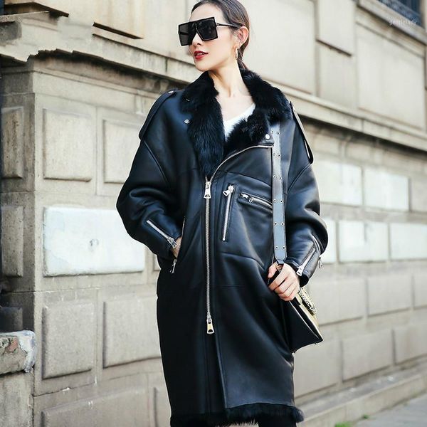 women's fur & faux wool lining sheepskin coat autumn winter women clothes 2021 real genuine leather jacket korean vintage double-faced, Black
women's fur & faux wool lining sheepskin coat autumn winter women clothes 2021 real genuine leather jacket korean vintage double-faced, Black