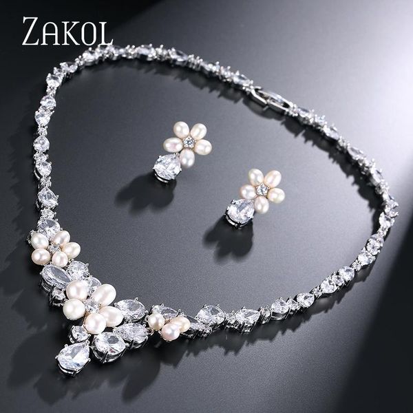 zakol exquisite imitation pearl flower connected cubic zirconia jewelry sets for wedding fssp047, Silver
zakol exquisite imitation pearl flower connected cubic zirconia jewelry sets for wedding fssp047, Silver