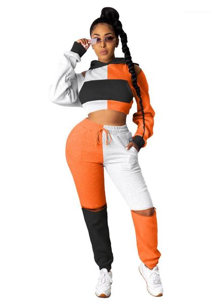 hollow out two piece set hooded designer two piece pant fashion contrast color womens tracksuits casual, White
hollow out two piece set hooded designer two piece pant fashion contrast color womens tracksuits casual, White