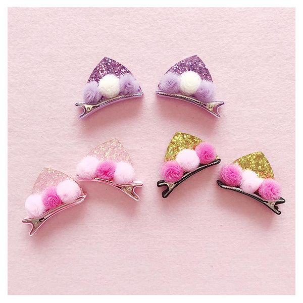2 pcs/ set hairpin cute children's hair accessories cat ears hairpin side clip holiday gift for girl, Slivery;white
2 pcs/ set hairpin cute children's hair accessories cat ears hairpin side clip holiday gift for girl, Slivery;white