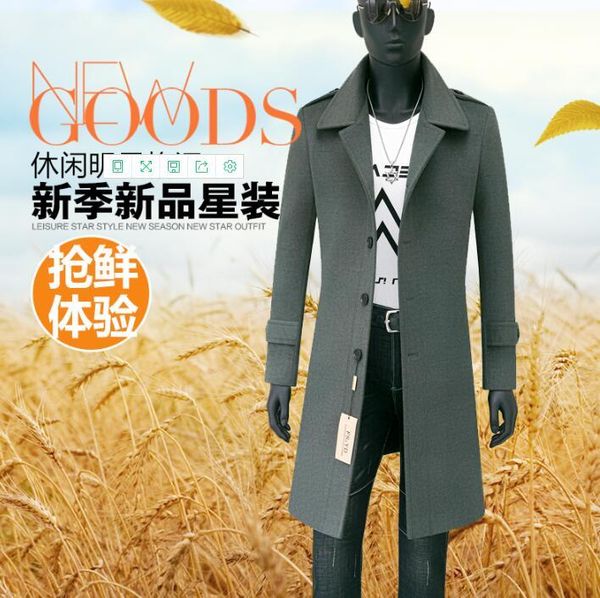 grey casual woolen coat men trench coats long sleeves overcoat mens cashmere coat single breasted cloth casaco masculino england, Black
grey casual woolen coat men trench coats long sleeves overcoat mens cashmere coat single breasted cloth casaco masculino england, Black