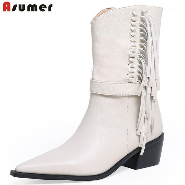 asumer 2020 new ankle boots for women pointed toe zip genuine leather boots square high heels shoes fringe autumn winter1, Black
asumer 2020 new ankle boots for women pointed toe zip genuine leather boots square high heels shoes fringe autumn winter1, Black