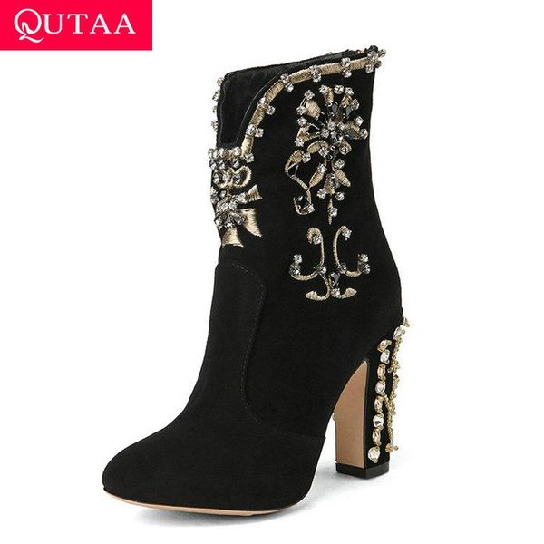 boots qutaa 2021 winter crystal zipper lace up autumn ankle pu+leather elegant square high heel women shoes size 34-43, Black
boots qutaa 2021 winter crystal zipper lace up autumn ankle pu+leather elegant square high heel women shoes size 34-43, Black