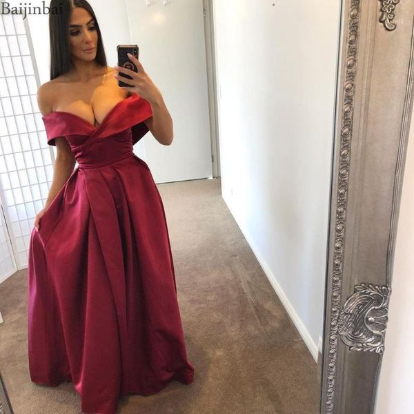 baijinbai off the shoulder satin prom dress floor length prom gowns avondjurk evening formal dresses long robe1, White;black
baijinbai off the shoulder satin prom dress floor length prom gowns avondjurk evening formal dresses long robe1, White;black