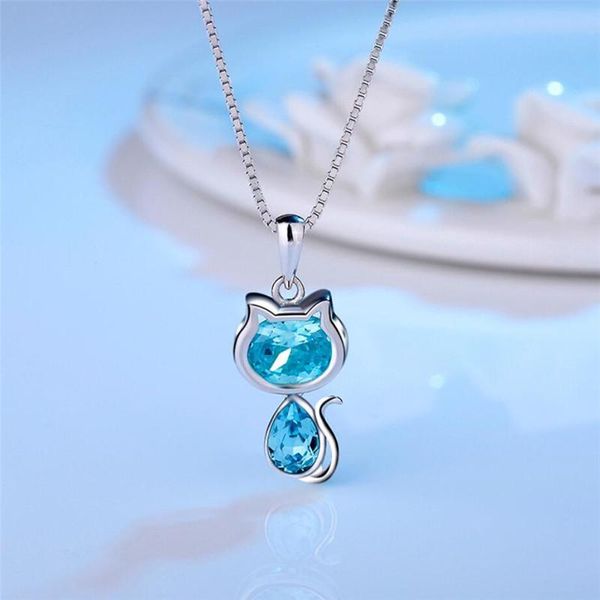 pendant necklaces s925 sterling silver necklace shining light blue cubic zirconia crystal cat chain choker
pendant necklaces s925 sterling silver necklace shining light blue cubic zirconia crystal cat chain choker