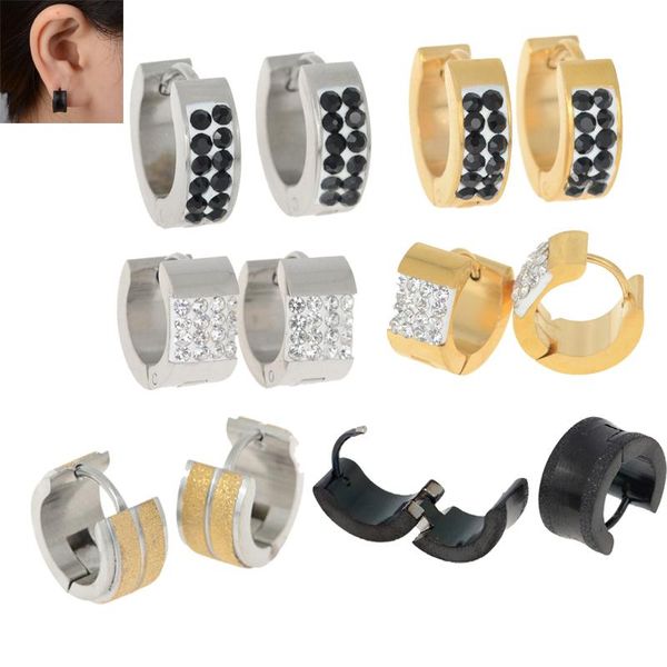 pinksee stainless steel crystal huggie hoop earrings gold black color men women ear piercing jewelry wholesale, Golden;silver
pinksee stainless steel crystal huggie hoop earrings gold black color men women ear piercing jewelry wholesale, Golden;silver
