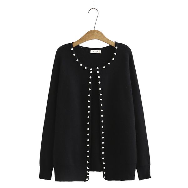 size 2xl-4xl plus black pink autumn solid cardigan casual outerwear female sweater 91t7, White;black
size 2xl-4xl plus black pink autumn solid cardigan casual outerwear female sweater 91t7, White;black