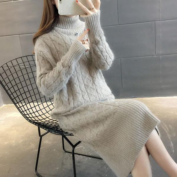 casual dresses 2021 autumn winter women turtleneck loose long sleeve sweater pullovers female thick warm solid knitted dress, Black;gray
casual dresses 2021 autumn winter women turtleneck loose long sleeve sweater pullovers female thick warm solid knitted dress, Black;gray