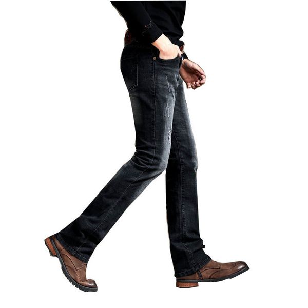 men's slim boot cut semi-flared jeans ripped business casual jeans male mid waist elastic four seasons black bell bottom jeans 201111, Blue
men's slim boot cut semi-flared jeans ripped business casual jeans male mid waist elastic four seasons black bell bottom jeans 201111, Blue