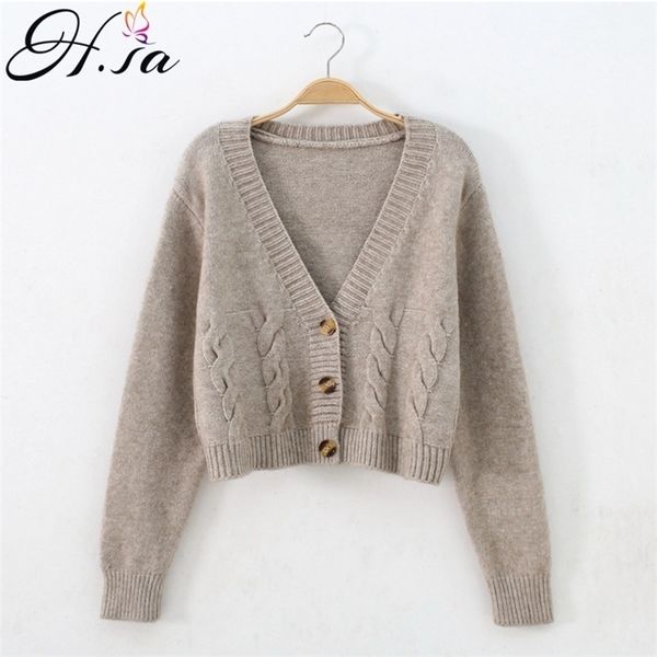 h.sa fall fashion short cropped cardigans button up v neck twisted casual knitting jumpers black cardigans sueter feminino 201128, White;black
h.sa fall fashion short cropped cardigans button up v neck twisted casual knitting jumpers black cardigans sueter feminino 201128, White;black
