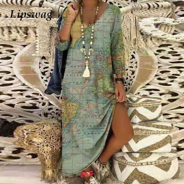 spring vintage v-neck loose maxi dress women casual earth maps print party dresses lady fashion long sleeve dress vestidos, Black;gray
spring vintage v-neck loose maxi dress women casual earth maps print party dresses lady fashion long sleeve dress vestidos, Black;gray