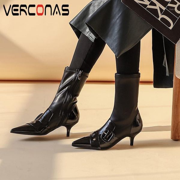 boots verconas fashion woman mid-calf 2021 autumn winter warm buckle genuine leather pointed toe thin heels woman1, Black
boots verconas fashion woman mid-calf 2021 autumn winter warm buckle genuine leather pointed toe thin heels woman1, Black
