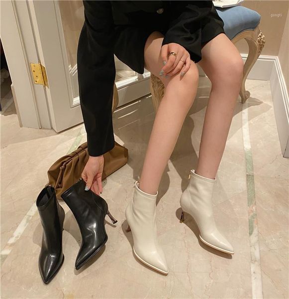 boots 2021 women soft leather ankle pointed toe white black 6cm high heels sock motorcycle shoes female botas mujer1
boots 2021 women soft leather ankle pointed toe white black 6cm high heels sock motorcycle shoes female botas mujer1