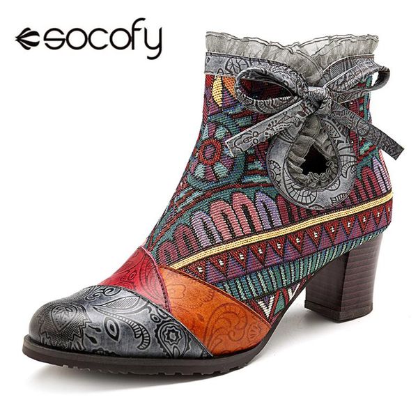 boots socofy bohemian bowknot lace winter women shoes woman ankle vintage printed genuine leather splicing zipper booties, Black
boots socofy bohemian bowknot lace winter women shoes woman ankle vintage printed genuine leather splicing zipper booties, Black